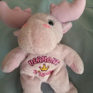 Lavander Moose Vermont Princess embroidered on front stuffed animal